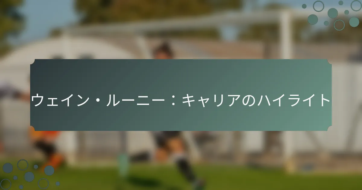 ウェイン・ルーニー：キャリアのハイライト