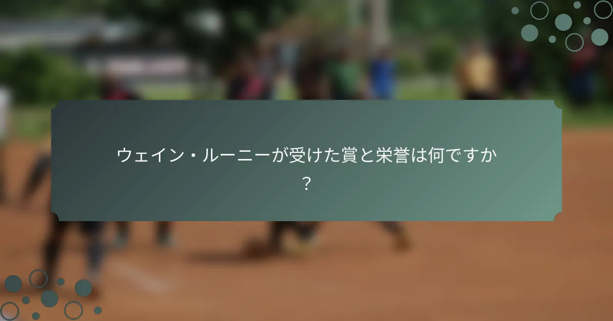 ウェイン・ルーニーが受けた賞と栄誉は何ですか？